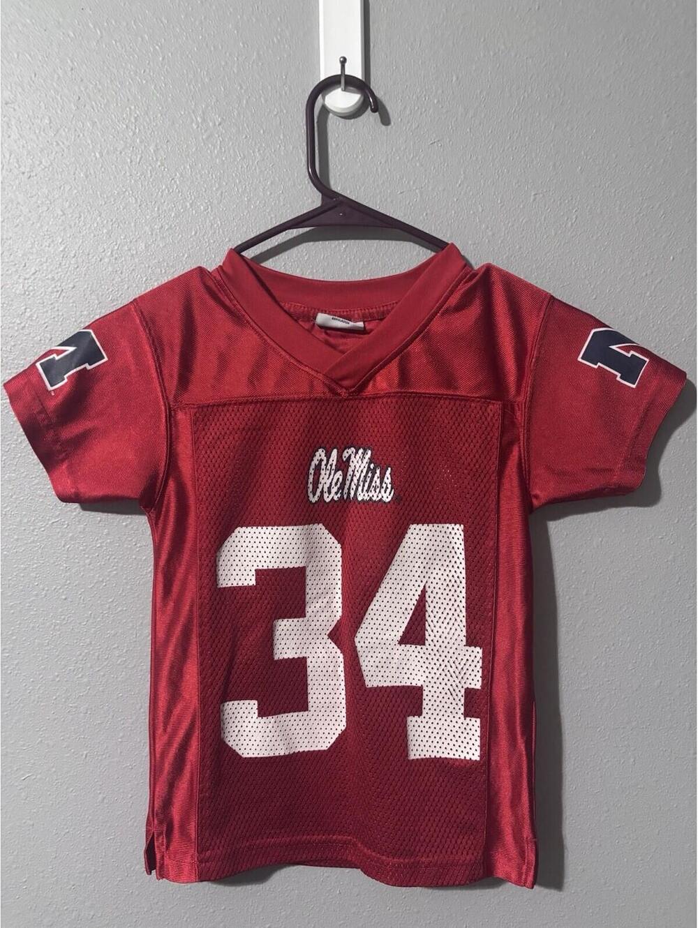 OLE MISS REBELS Child’s Jersey #34 Size 4/5 Pro Edge Brand EUC